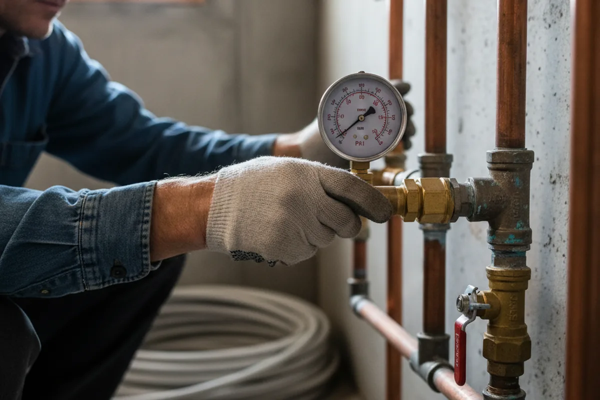 Pressure testing a repaired line during Water Line Repair in Jeremiah